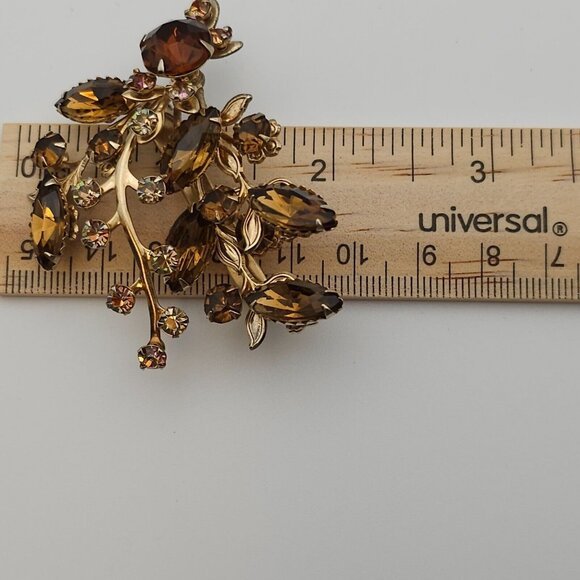 VTG Brooch 2PC Gold Tone Floral Root Beer Antique Style Art Deco WhimsyGoth Pin - Picture 15 of 16